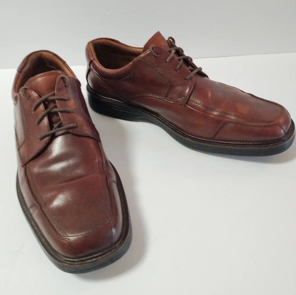 Men's Johnston & Murphy XC4 Sheepskin Leather Oxford Dress Shoes Brown Sz 9.5M